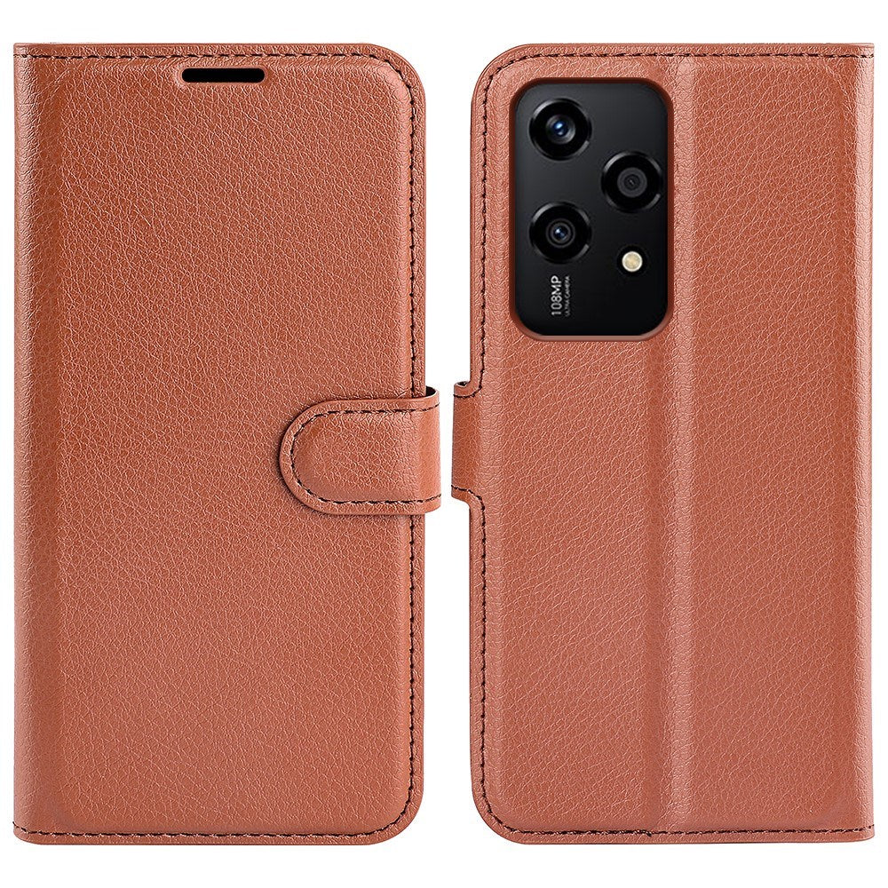 Honor 200 Lite - EIDERWOOD Kunstlæder Flip Cover m. Kortholder & Ståfunktion - Brun