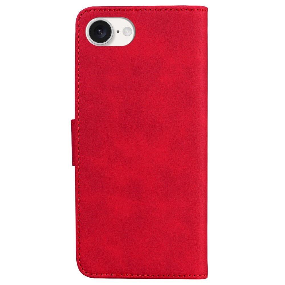 EIDERWOOD iPhone 17e / 16e Kunst Læder Flip Cover m. Pung & Ståfunktion - Rød
