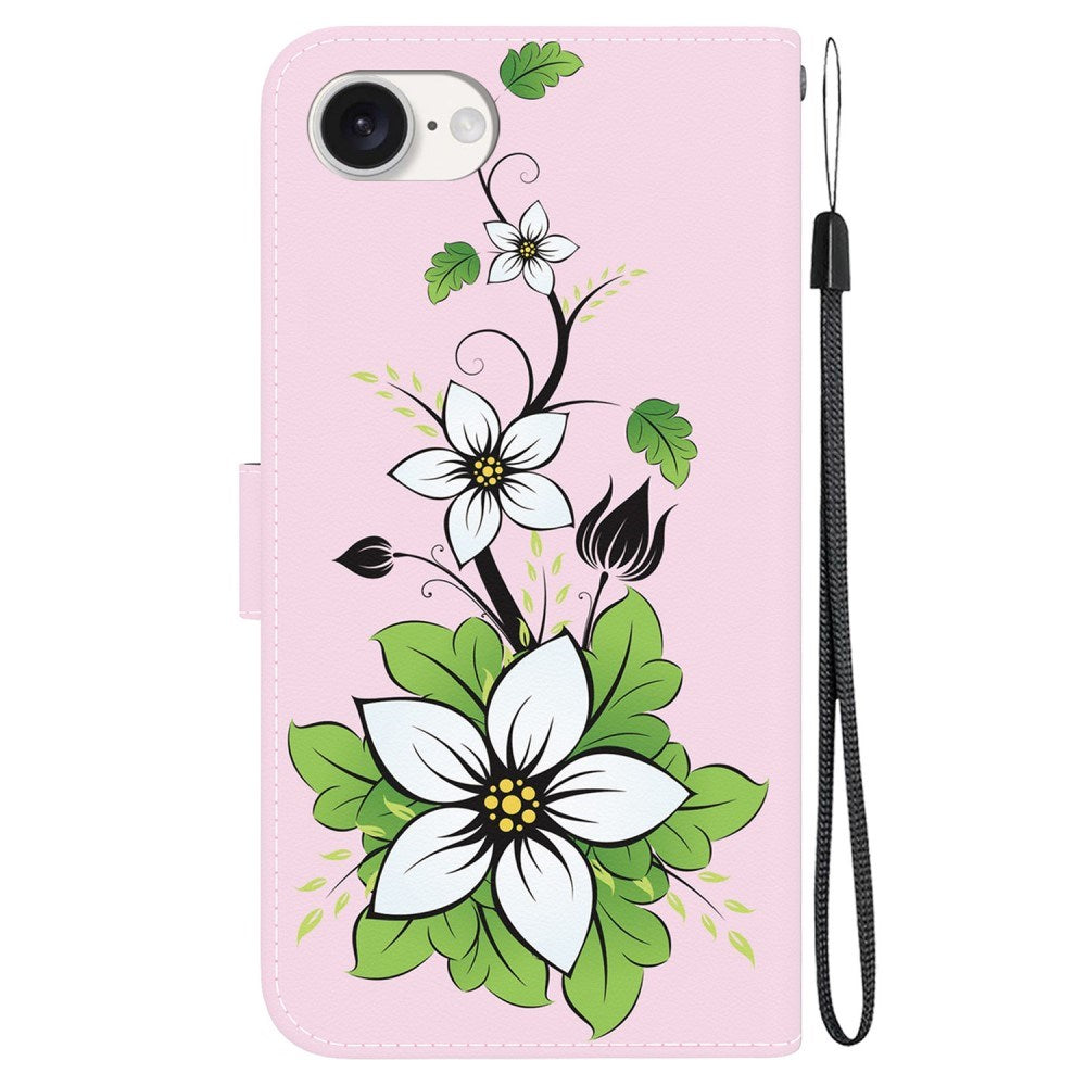 EIDERWOOD iPhone 16e Kunst Læder Flip Cover m. Pung & Strop - Hvid Lilje