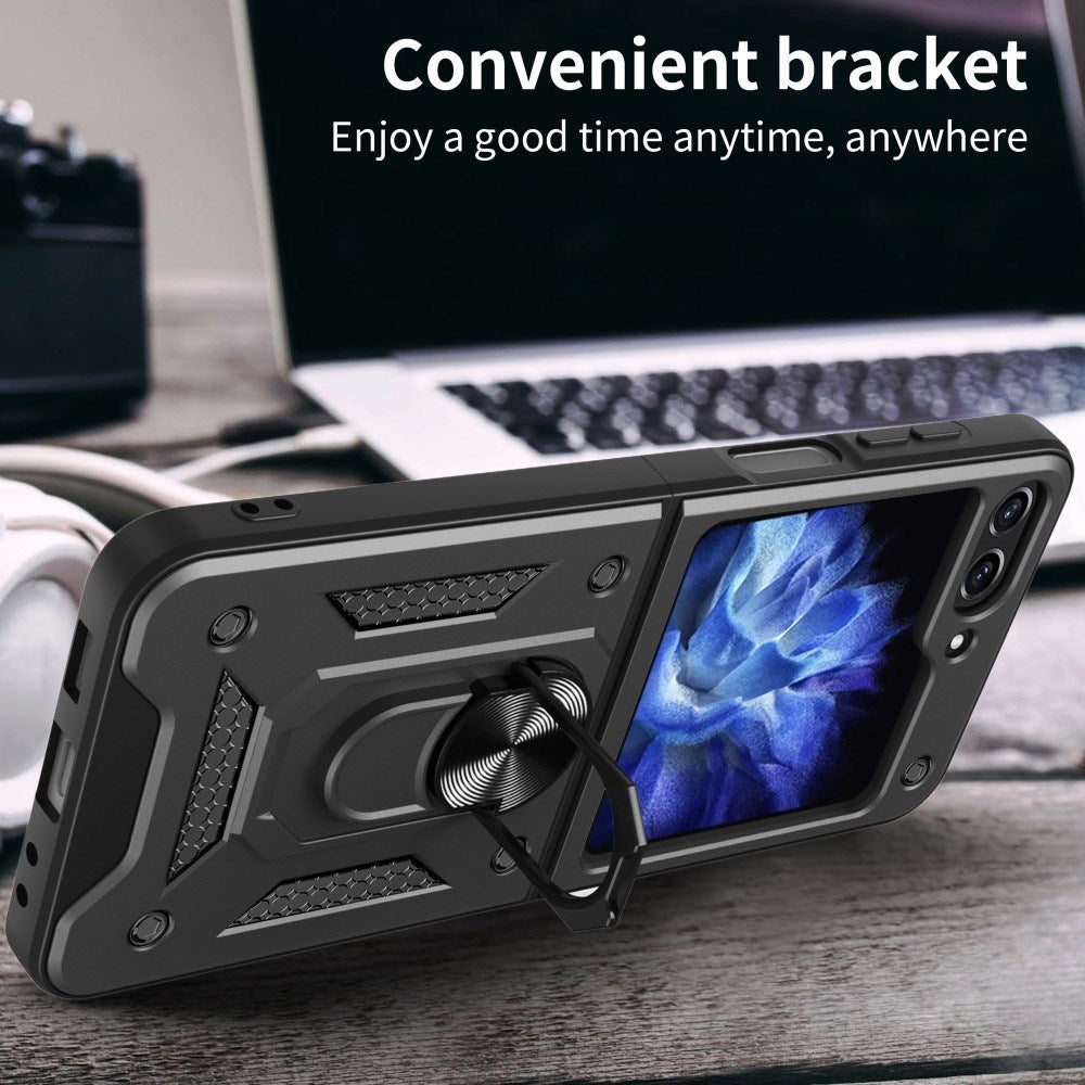 Samsung Galaxy Z Flip7 FE / Flip6 - EIDERWOOD Hybrid Håndværker Cover m. Kickstand - Sort