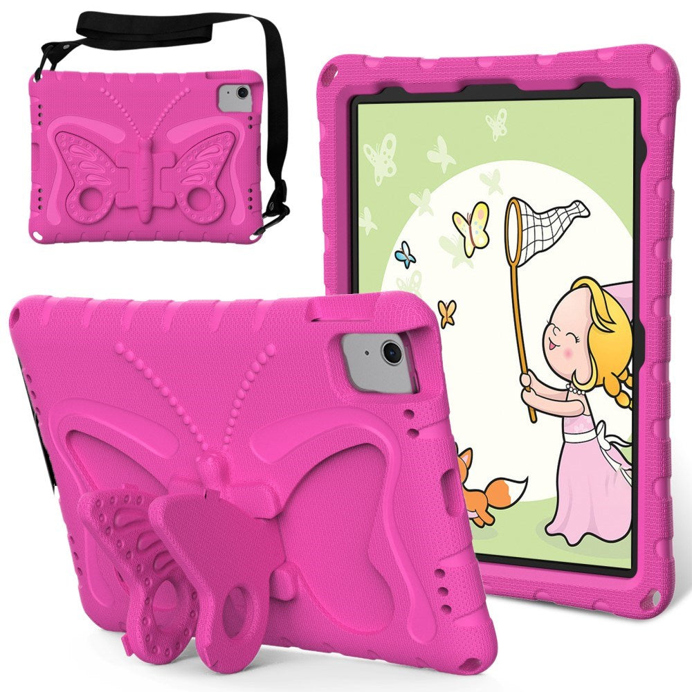 EIDERWOOD iPad Air 11" (2025 / 2024) Butterfly Kickstand Børne Cover m. Skulderstrop - Pink