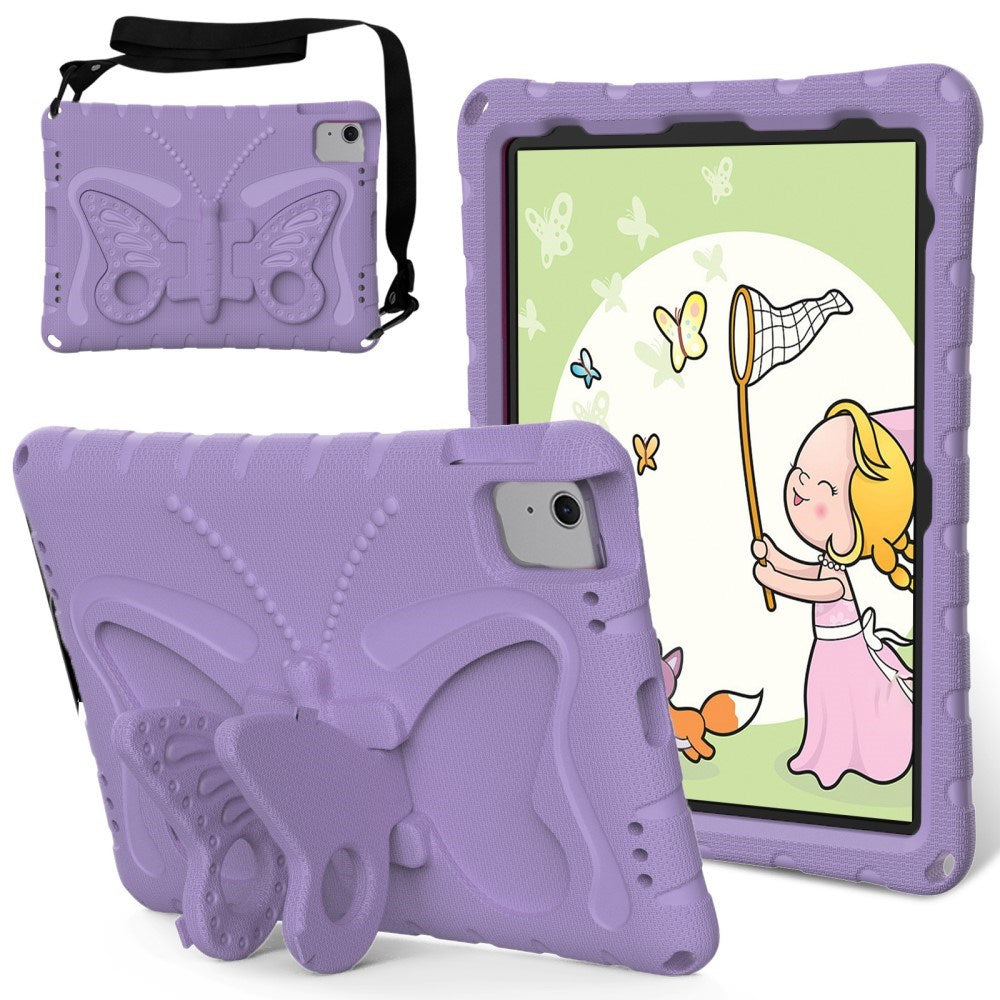 EIDERWOOD iPad Air 11" (2026 / 2025 / 2024) Butterfly Kickstand Børne Cover m. Skulderstrop - Lilla