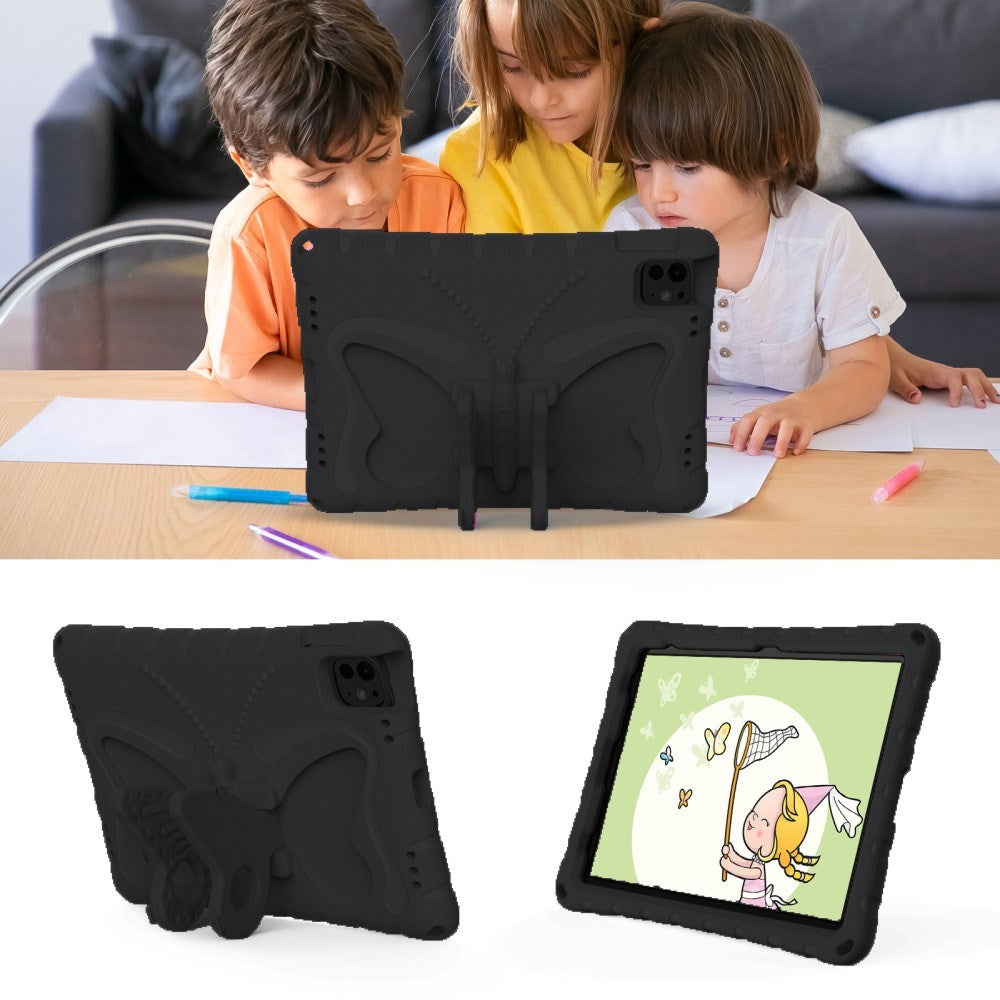 EIDERWOOD iPad Pro 11" (2025 / 2024) Butterfly Kickstand Børne Cover m. Skulderstrop - Sort