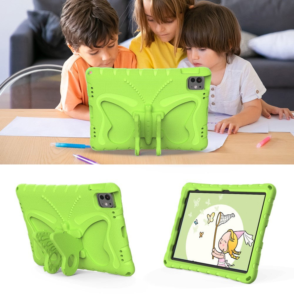 EIDERWOOD iPad Pro 11" (2025 / 2024) Butterfly Kickstand Børne Cover m. Skulderstrop - Grøn