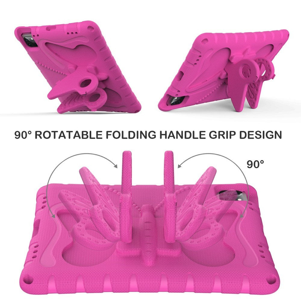 EIDERWOOD iPad Air 13" (2025 / 2024) / Pro 13" (2025 / 2024) / Pro 12.9" (2022-2018) Butterfly Kickstand Børne Cover m. Skulderstrop - Lyserød