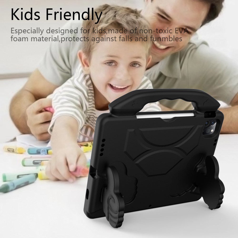 EIDERWOOD iPad Air 13" (2025 / 2024) / Pro 13" (2025 / 2024) / Pro 12.9" (2022-2018) Børne Cover - Thumb Kickstand Bagside Cover - Sort