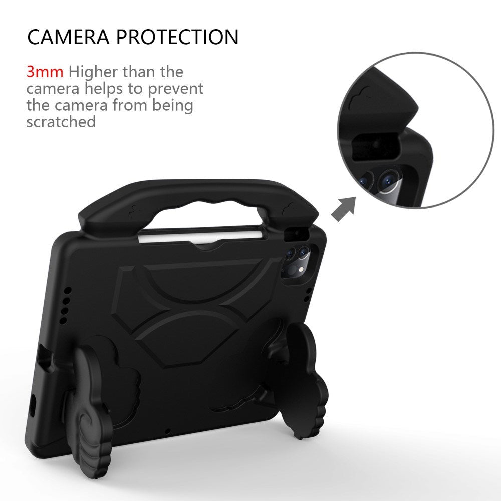 EIDERWOOD iPad Air 13" (2025 / 2024) / Pro 13" (2025 / 2024) / Pro 12.9" (2022-2018) Børne Cover - Thumb Kickstand Bagside Cover - Sort