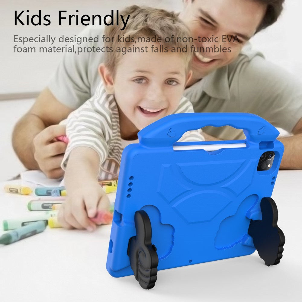 EIDERWOOD iPad Air 13" (2025 / 2024) / Pro 13" (2025 / 2024) / Pro 12.9" (2022-2018) Børne Cover - Thumb Kickstand Bagside Cover - Blå