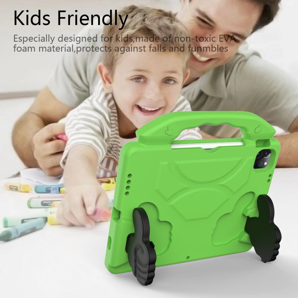 EIDERWOOD iPad Air 13" (2025 / 2024) / Pro 13" (2025 / 2024) / Pro 12.9" (2022-2018) Børne Cover - Thumb Kickstand Bagside Cover - Grøn