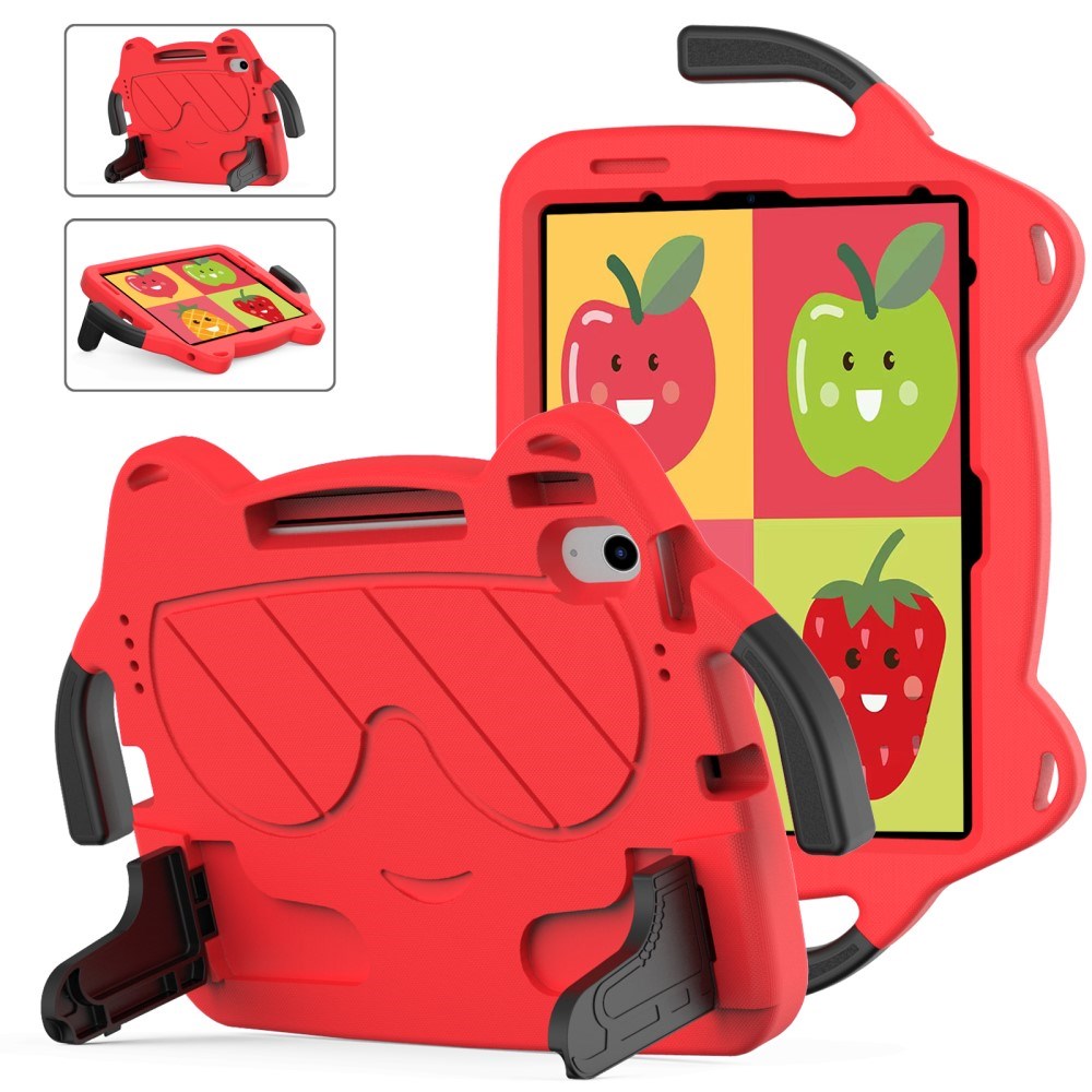 EIDERWOOD iPad Air 11" (2025 / 2024) Børne Cover - Smiley - Kickstand & Håndtag - Rød