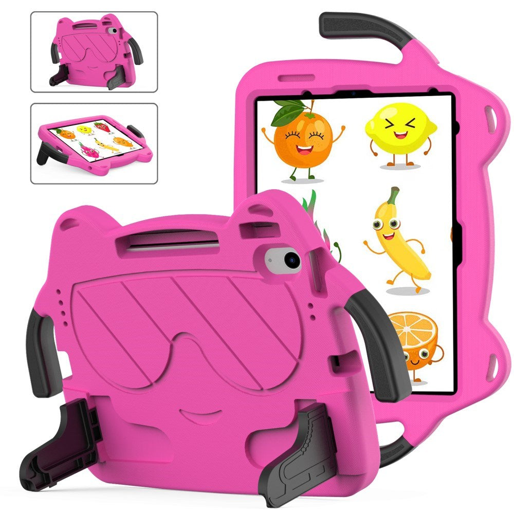 EIDERWOOD iPad Air 11" (2025 / 2024) Børne Cover - Smiley - Kickstand & Håndtag - Lyserød