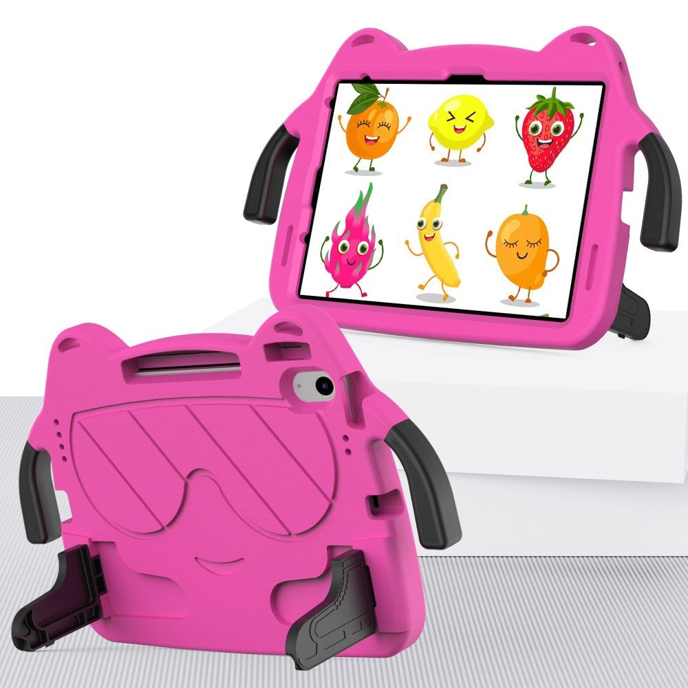 EIDERWOOD iPad Air 11" (2025 / 2024) Børne Cover - Smiley - Kickstand & Håndtag - Lyserød