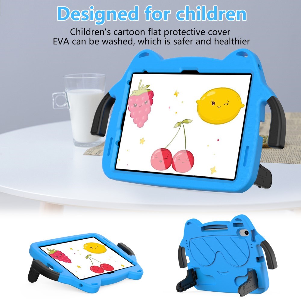 EIDERWOOD iPad Air 11" (2026 / 2025 / 2024) Børne Cover - Smiley - Kickstand & Håndtag - Blå