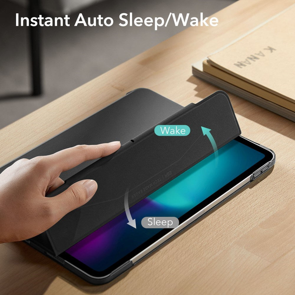 iPad Air 13" (2025 / 2024) / Pro 12.9 (2022 / 2021) ESR Tri-Fold Flip Cover m. Plads til Apple Pencil - Sort