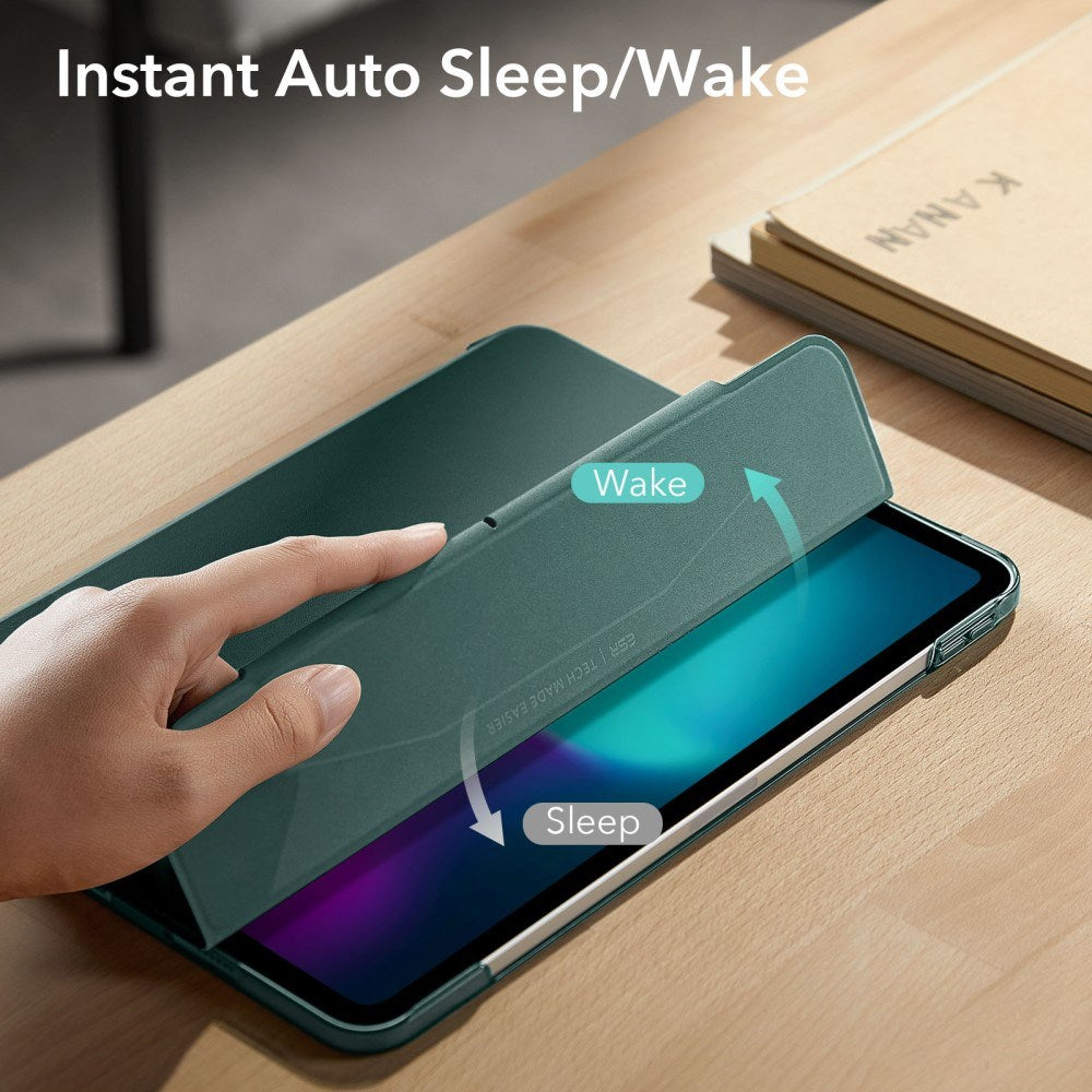 iPad Air 13" (2025 / 2024) / Pro 12.9 (2022 / 2021) ESR Tri-Fold Flip Cover m. Plads til Apple Pencil - Grøn