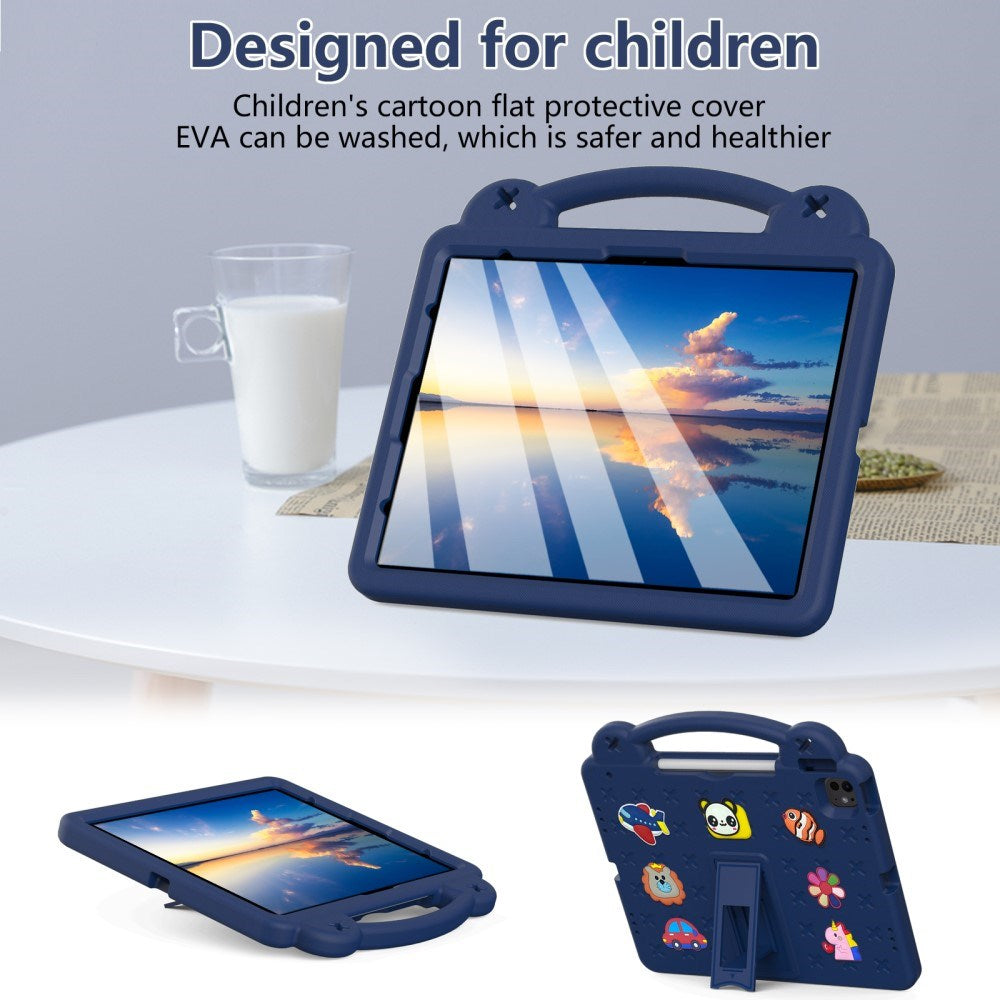 EIDERWOOD iPad Air 13" (2025 / 2024) / Pro 13" (2025 / 2024) /12.9" (2022-2018) Børne Cover m. Håndholder - Mørkeblå