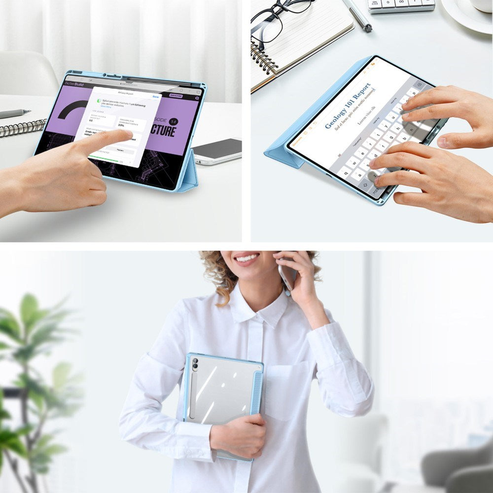 Samsung Galaxy Tab S10 Ultra Shockproof Flip Cover m. Penholder - DUX DUCIS TOBY Series - Blå