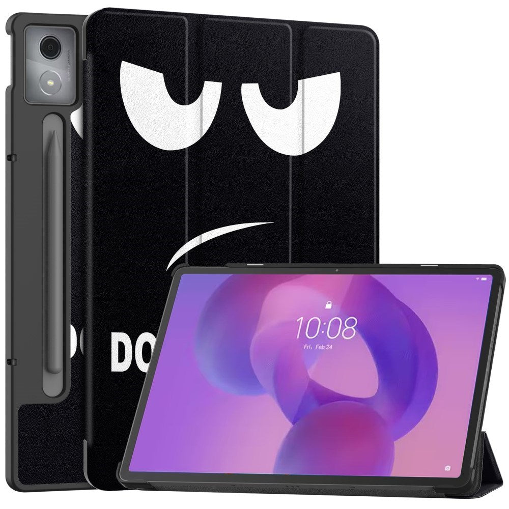 Lenovo IdeaTab Pro - EIDERWOOD Tri-Fold Kunstlæder Flip Cover m. Mønster - Don't Touch Me