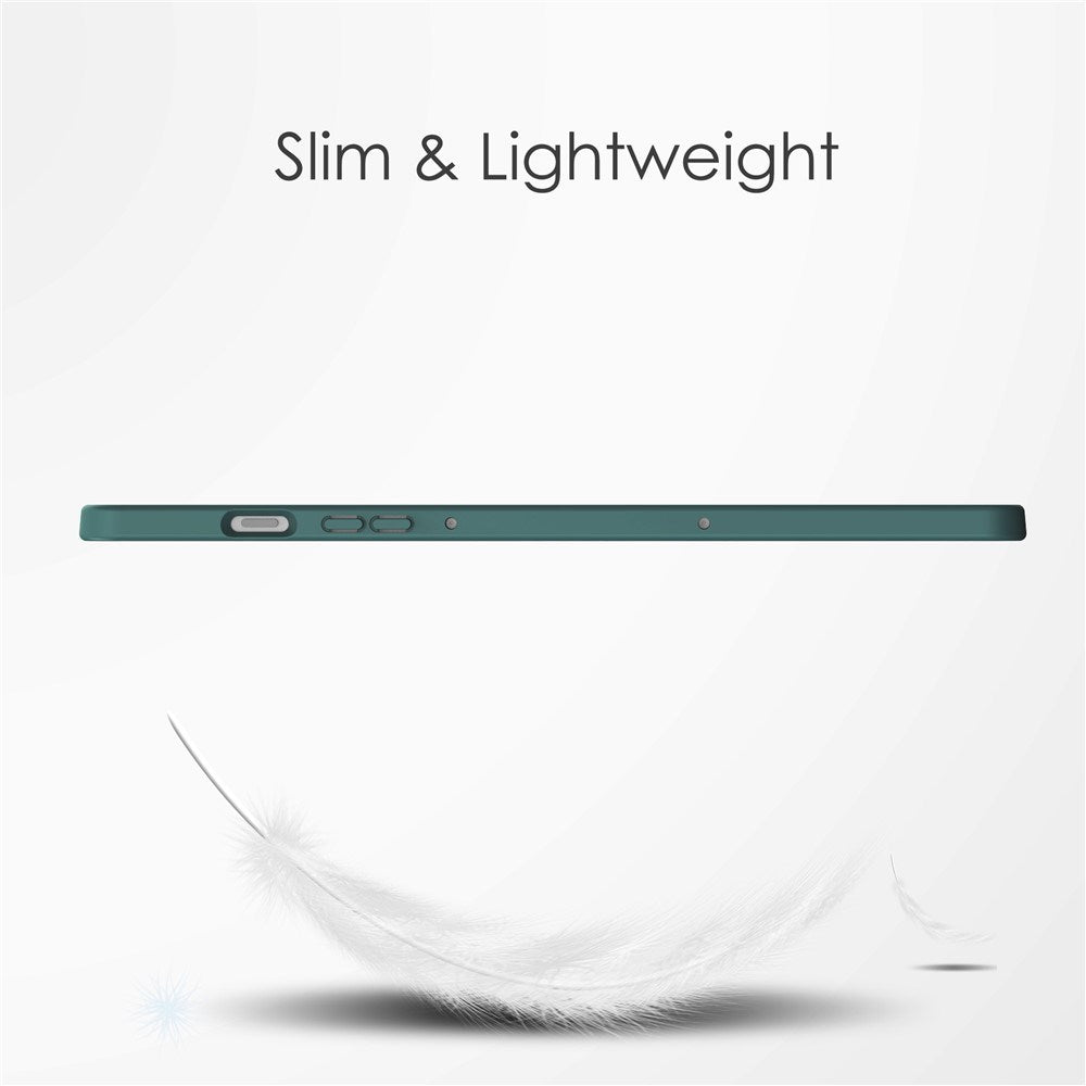 EIDERWOOD Samsung Galaxy Tab S10 Lite / S10 FE / S9 FE Tablet Flip Cover m. Ståfunktion & Stylus Pen-Holder - Gennemsigtig / Mørkegrøn