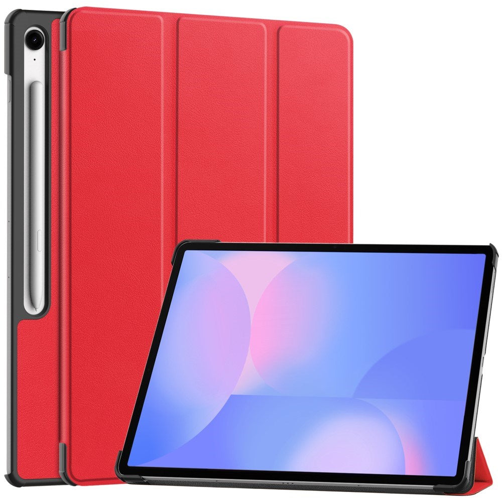 Samsung Galaxy Tab S10 FE+ (Plus) - EIDERWOOD Kunstlæder Flip Cover m. Ståfunktion & Pencil Holder - Rød