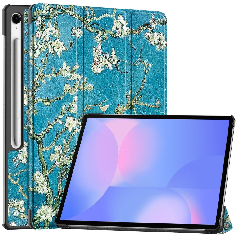 Samsung Galaxy Tab S10 FE+ (Plus) - EIDERWOOD Tri-Fold Kunstlæder Flip Cover m. Mønster - Blomst