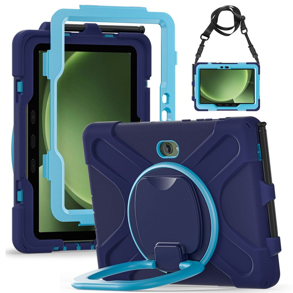 Samsung Galaxy Tab Active5 Pro / Active4 Pro EIDERWOOD Plast Børne Cover m. Kickstand & Strop - Blå