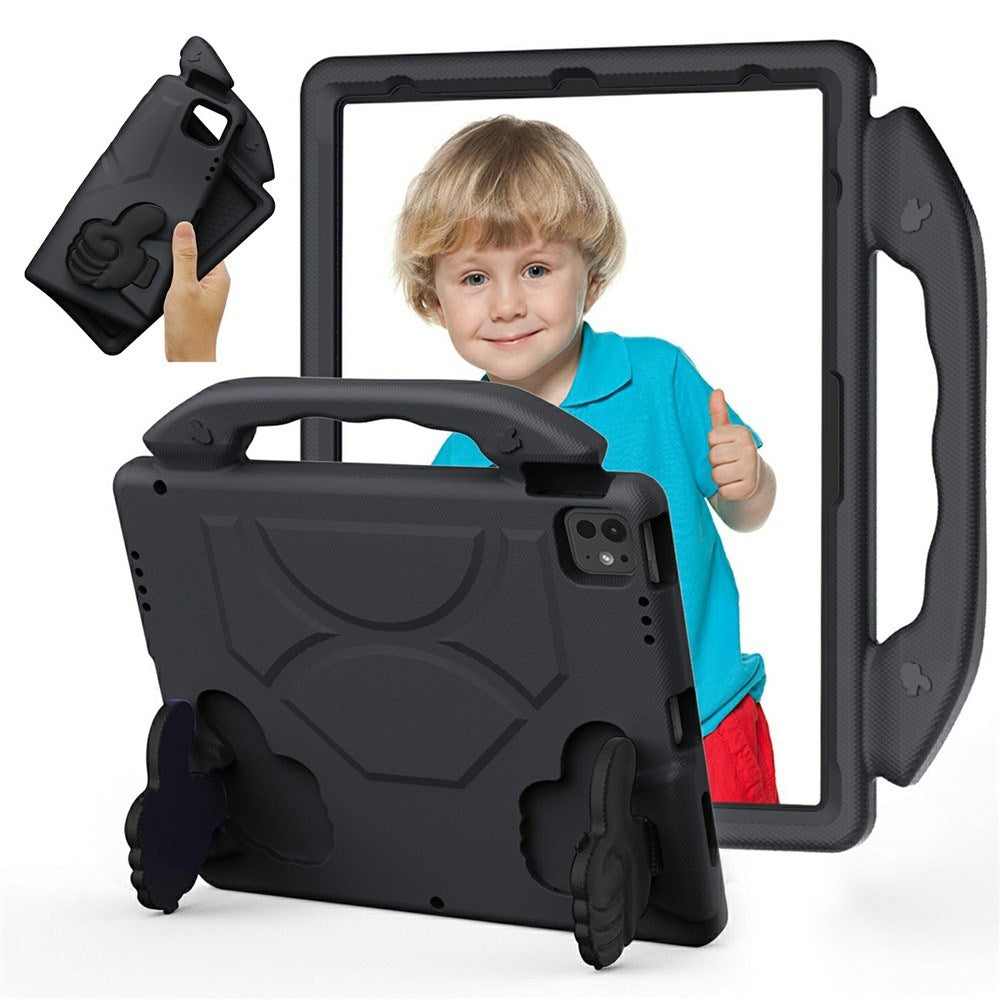 iPad Pro 12.9" (2022 / 2021 / 2020 / 2018) / Air 13" (2025 / 2024) / Pro 13" (2025 / 2024) - EIDERWOOD Børne Cover m. Thumb Kickstand - Sort
