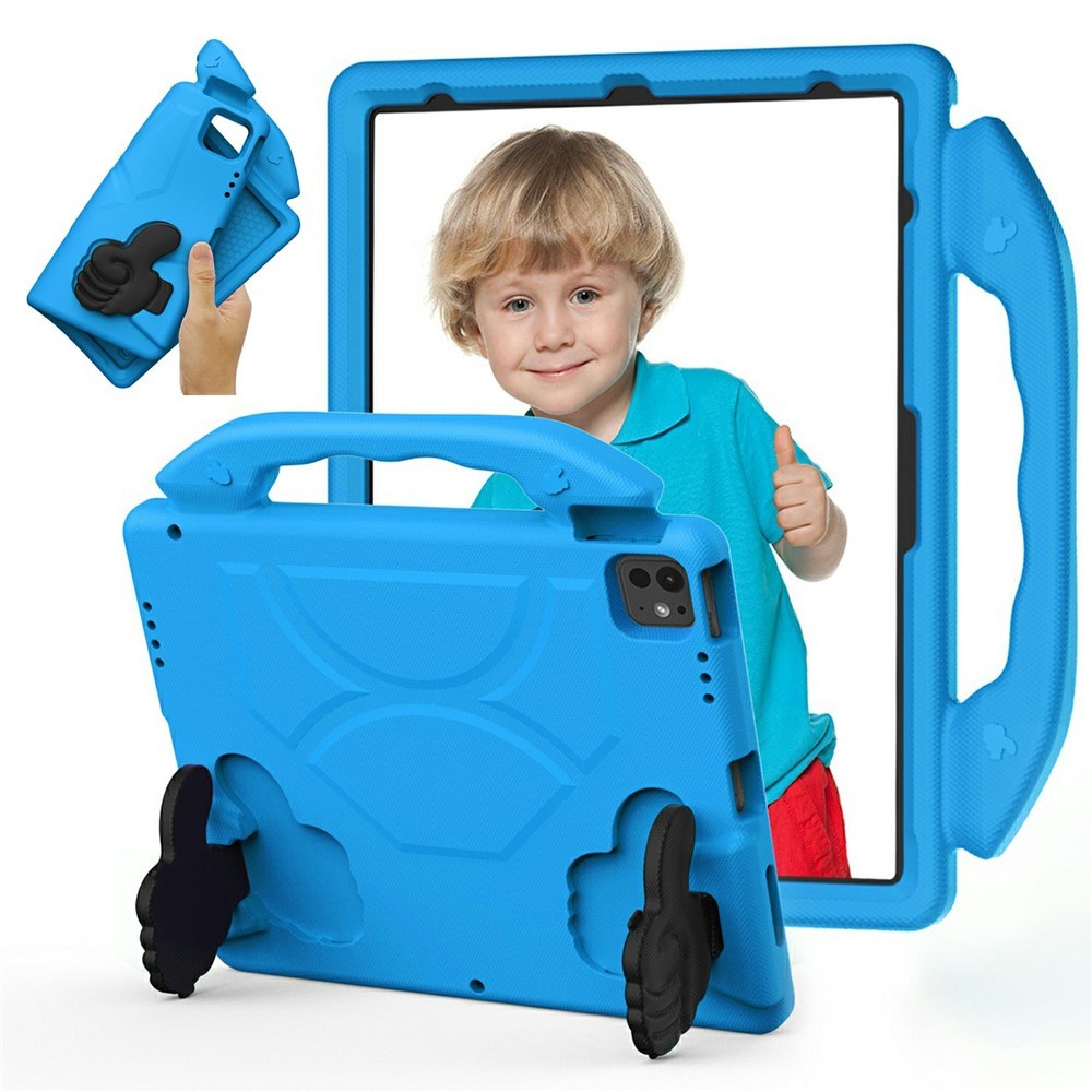 iPad Pro 12.9" (2022 / 2021 / 2020 / 2018) / Air 13" (2025 / 2024) / Pro 13" (2025 / 2024) - EIDERWOOD Børne Cover m. Thumb Kickstand - Blå