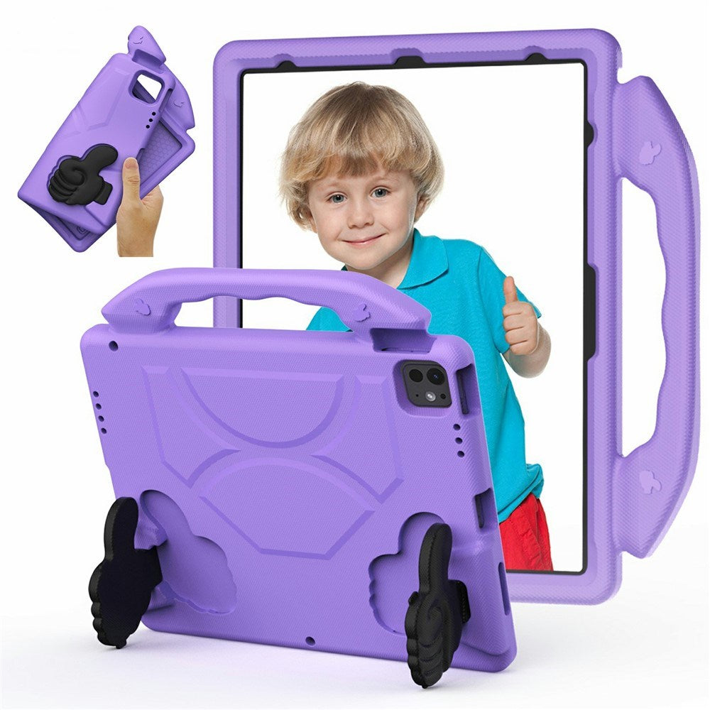iPad Pro 12.9" (2022 / 2021 / 2020 / 2018) / Air 13" (2025 / 2024) / Pro 13" (2025 / 2024) - EIDERWOOD Børne Cover m. Thumb Kickstand - Lilla