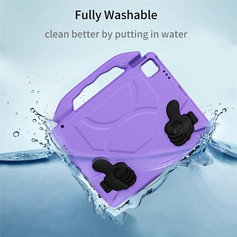 iPad Pro 12.9" (2022 / 2021 / 2020 / 2018) / Air 13" (2025 / 2024) / Pro 13" (2025 / 2024) - EIDERWOOD Børne Cover m. Thumb Kickstand - Lilla