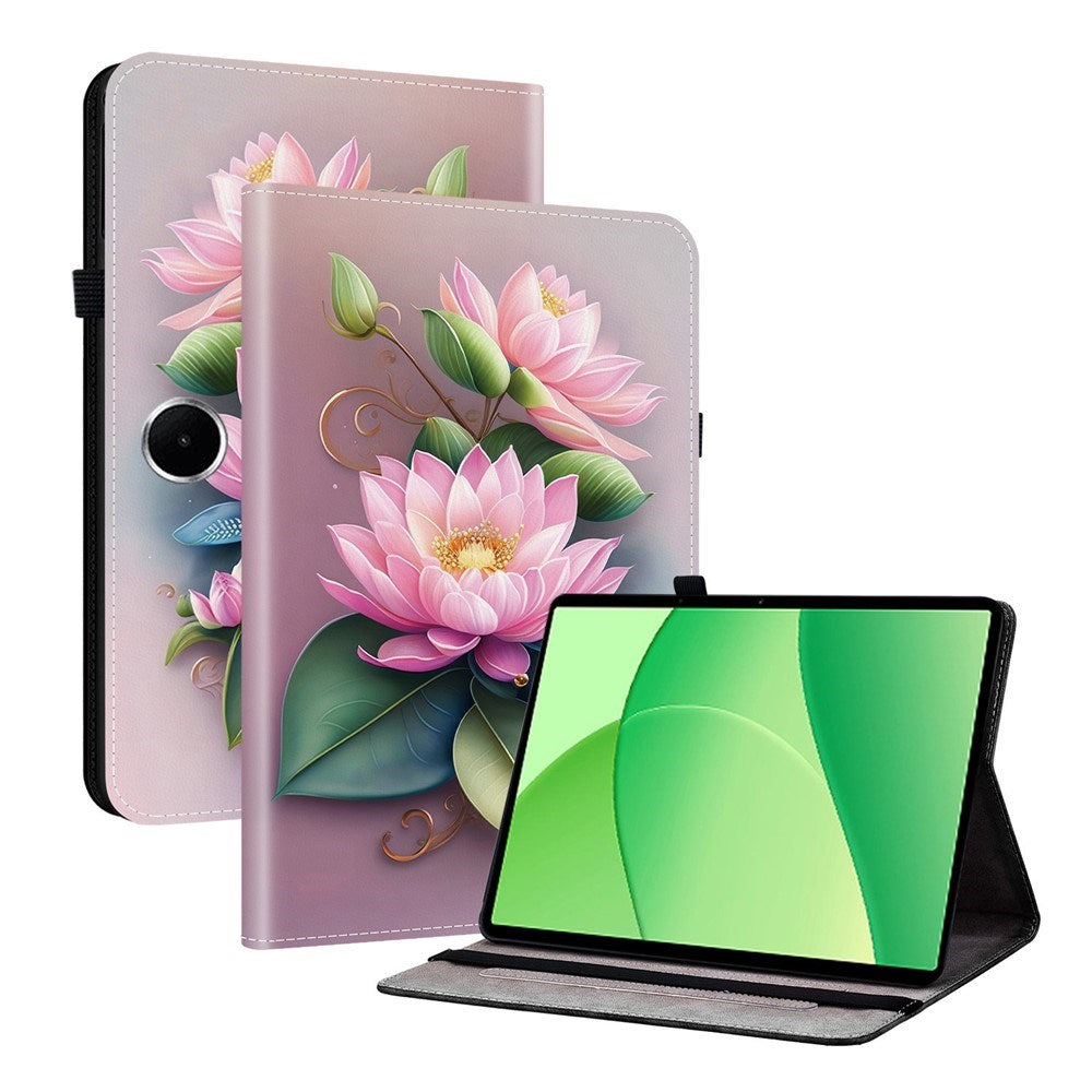 EIDERWOOD OnePlus Pad Lite Kunstlæder Flip Tablet Cover m. Motiv - Lotusblomst