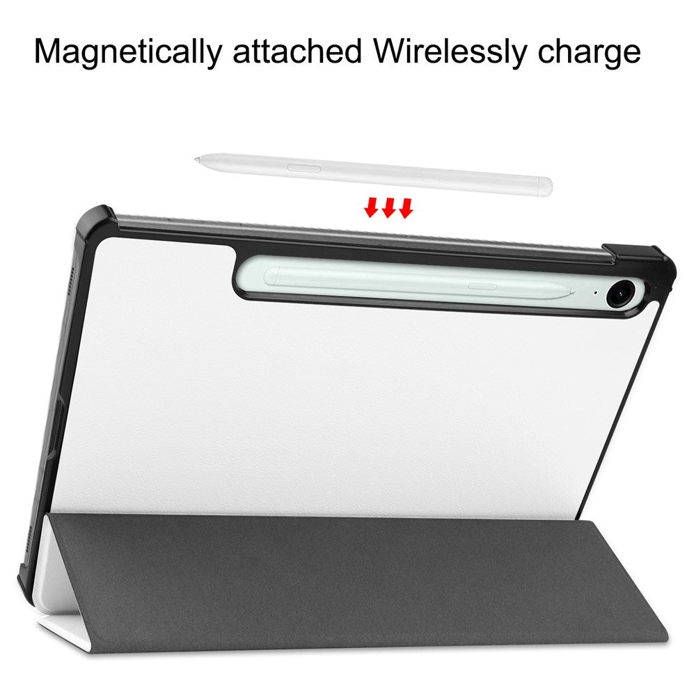 EIDERWOOD Samsung Galaxy Tab S11 / S10 Lite Tri-Fold Kunstlæder Flip Cover m. Stylus Pen Holder - Hvid