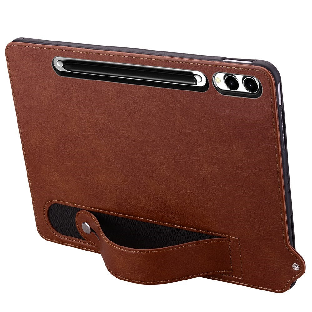 EIDERWOOD Samsung Galaxy Tab S11 Ultra Hårdt Plastik Cover m. Håndtag - Betrukket m. Kunstlæder - Brun