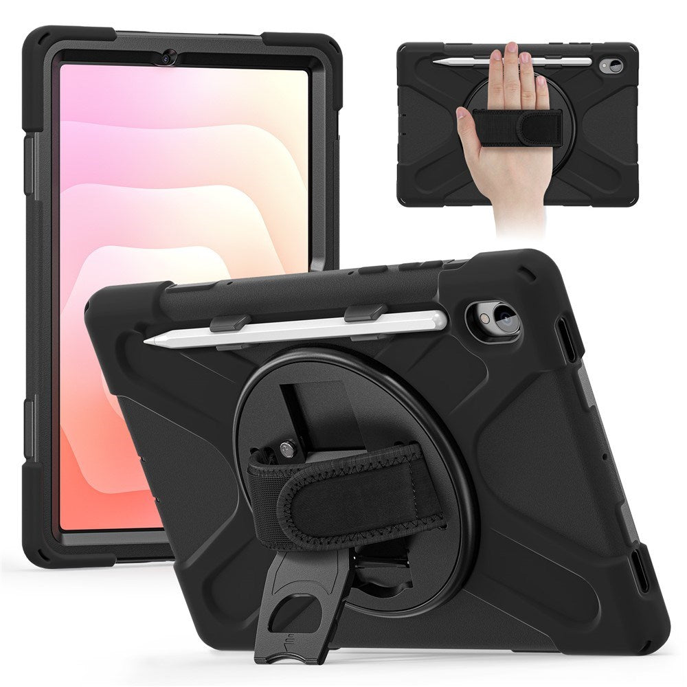 EIDERWOOD Samsung Galaxy Tab S11 Stødabsorberende Cover m. Roterbar Ståfunktion & Velcrostrop - Sort