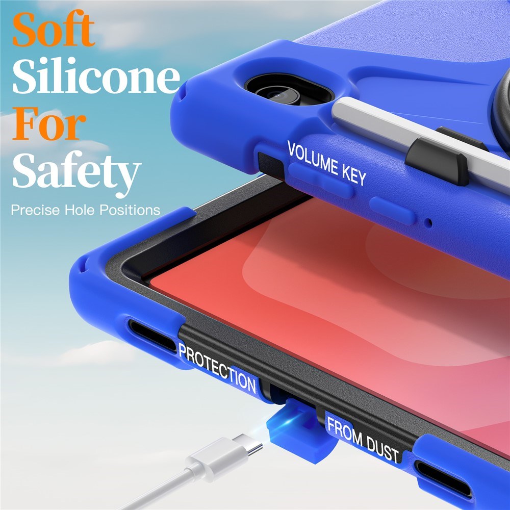 EIDERWOOD Samsung Galaxy Tab S11 Stødabsorberende Cover m. Roterbar Ståfunktion & Velcrostrop - Blå