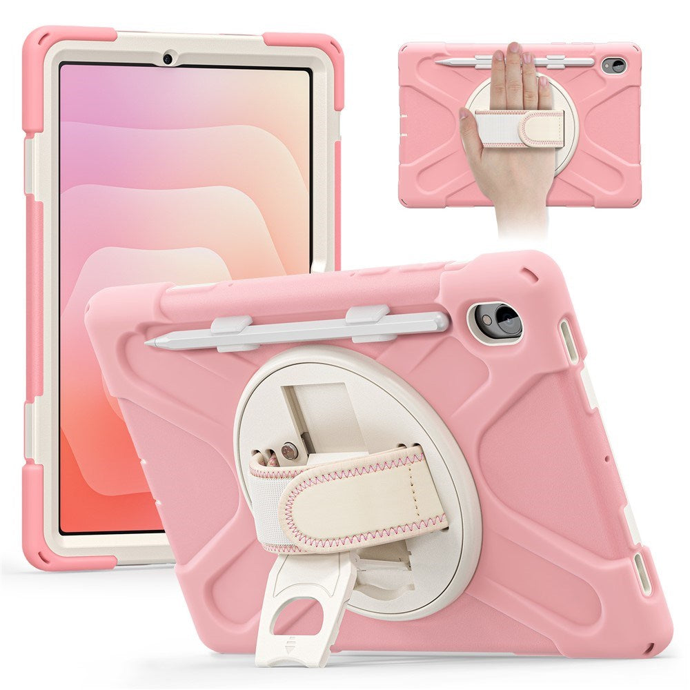 EIDERWOOD Samsung Galaxy Tab S11 Stødabsorberende Cover m. Roterbar Ståfunktion & Velcrostrop - Lyserød