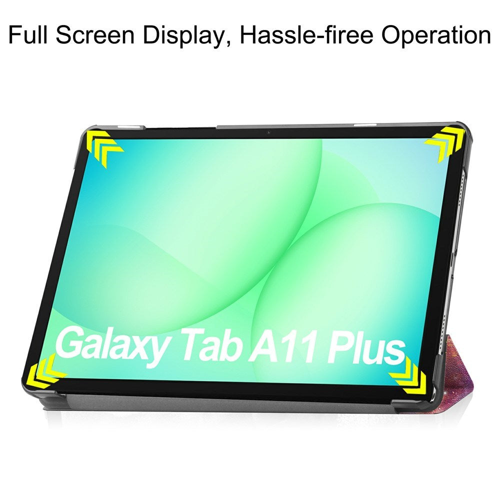 Samsung Galaxy Tab A11+ (Plus) EIDERWOOD Kunstlæder Tablet Cover m. Motiv - Galakse