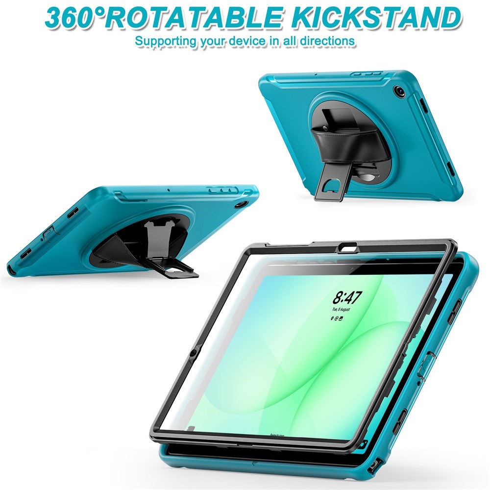 Samsung Galaxy Tab A11+ (Plus) EIDERWOOD Stødabsorberende Cover m. Roterbar Ståfunktion - Petroleumsblå