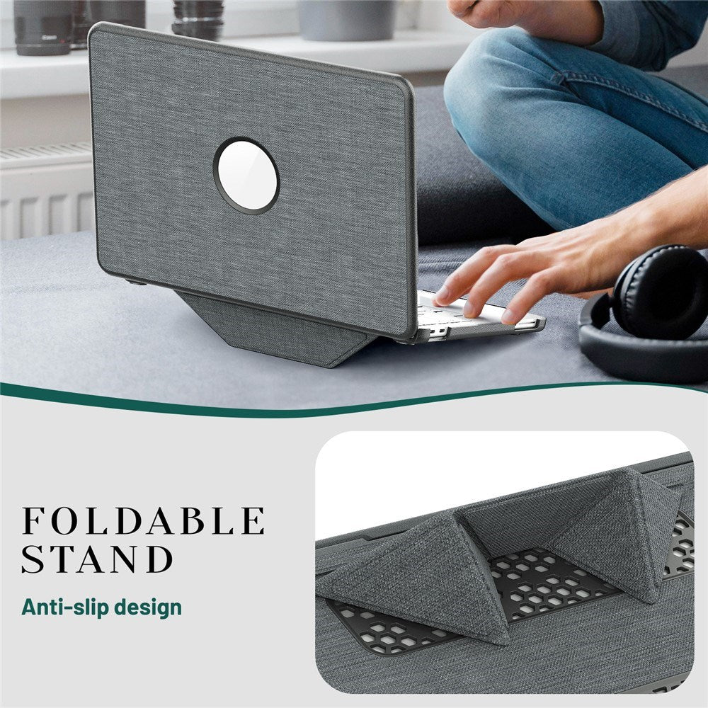 MacBook Neo 13 A18 Pro (2026) EIDERWOOD Cover - Udskæring til Logo - Foldbar Ståfunktion - Grå