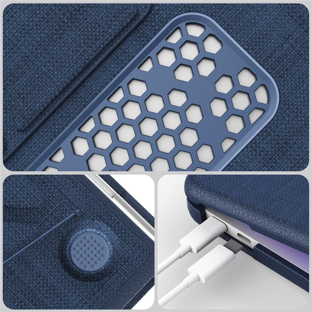 MacBook Neo 13 A18 Pro (2026) EIDERWOOD Cover - Udskæring til Logo - Foldbar Ståfunktion - Blå