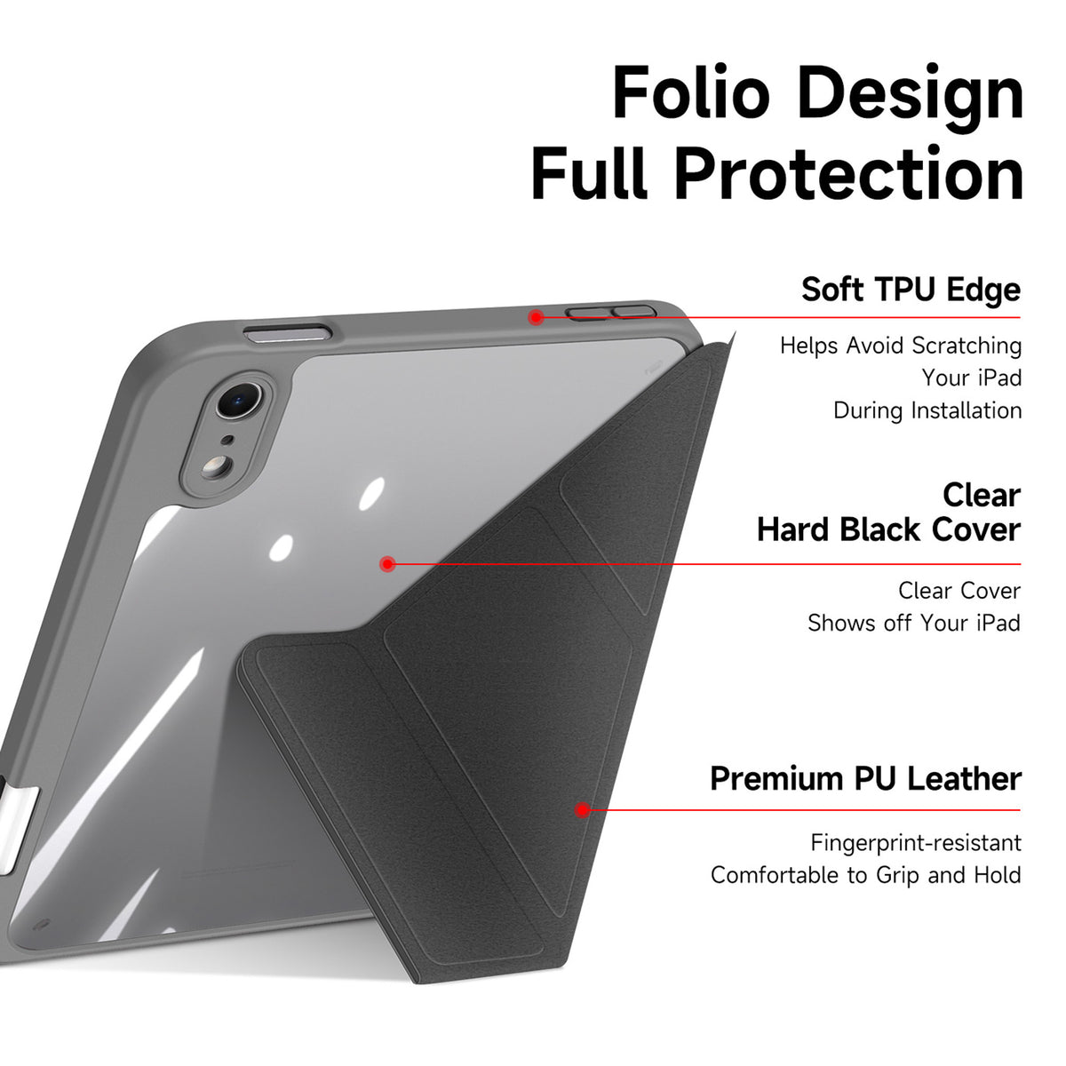 iPad Mini (2026) 8. Gen. DUX DUCIS MAGI Origami Hybrid Kunstlæder Flip Cover m. Ståfunktion - Grå