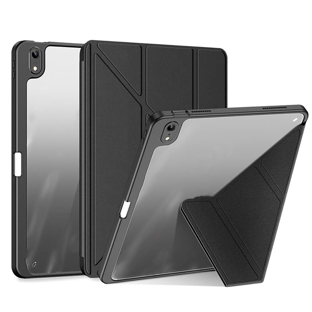 iPad 11" (2025) / iPad 10.9" (2024/2022) PU Læder / Plastik Flip Cover - DUX DUCIS MAGI Series - Gennemsigtig / Sort
