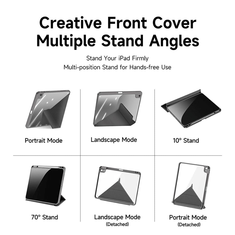 iPad 11" (2025) / iPad 10.9" (2024/2022) PU Læder / Plastik Flip Cover - DUX DUCIS MAGI Series - Gennemsigtig / Grå