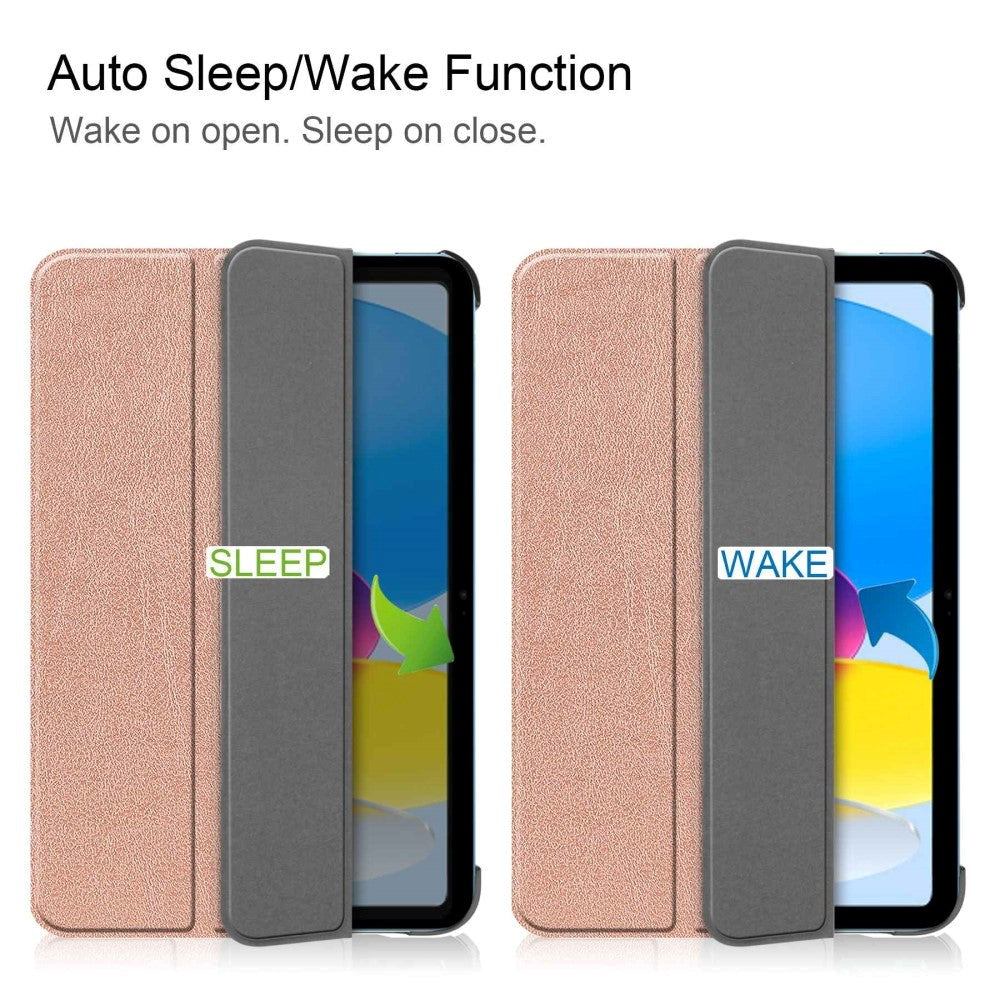 Apple iPad 11" (2025) / iPad 10.9" (2024/2022) Læder Flip Cover m. Stand - Rose Gold