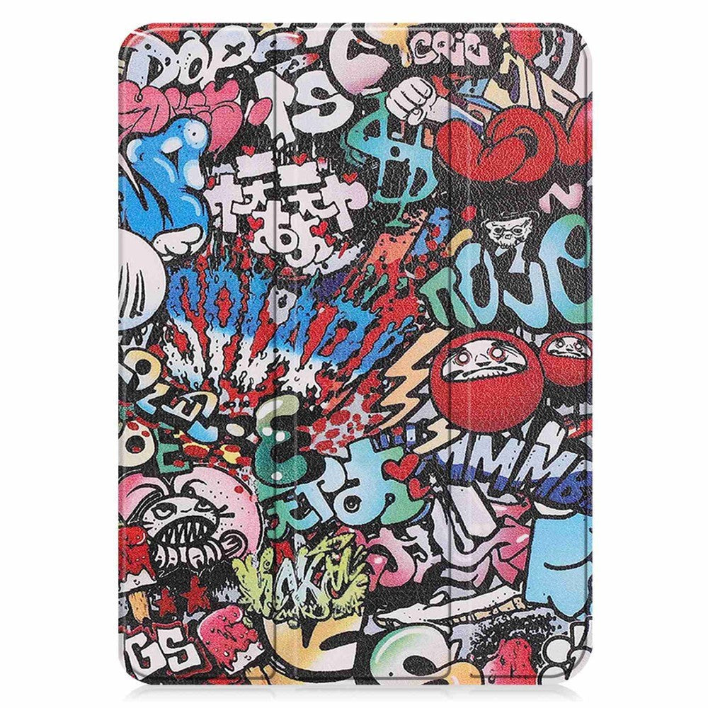 iPad 11" (2025) / iPad 10.9" (2024/2022) Læder Flip Cover m. Tri-fold Stand - Graffiti