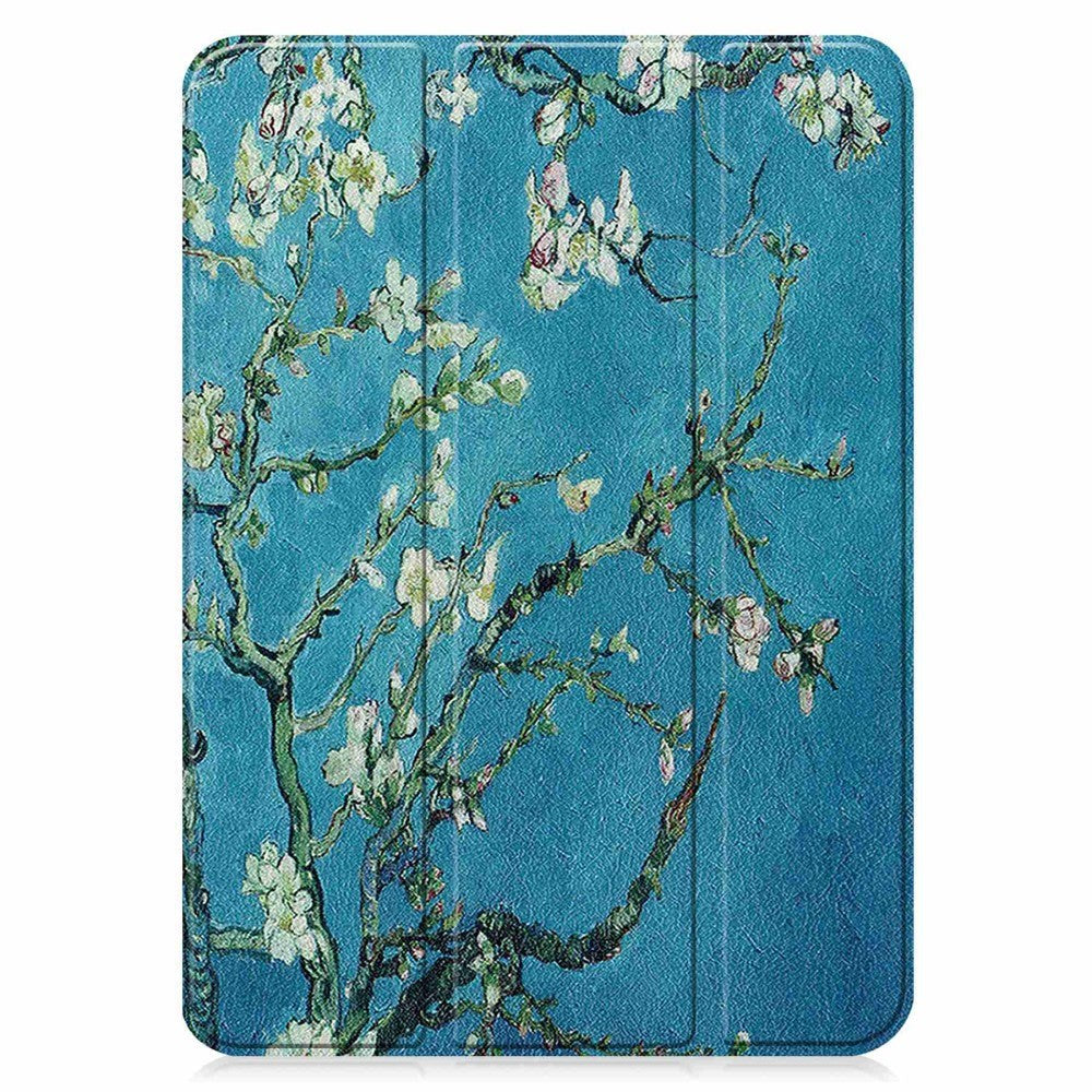 iPad 11" (2025) / iPad 10.9" (2024/2022) Læder Flip Cover m. Tri-fold Stand - Hvide Blomster