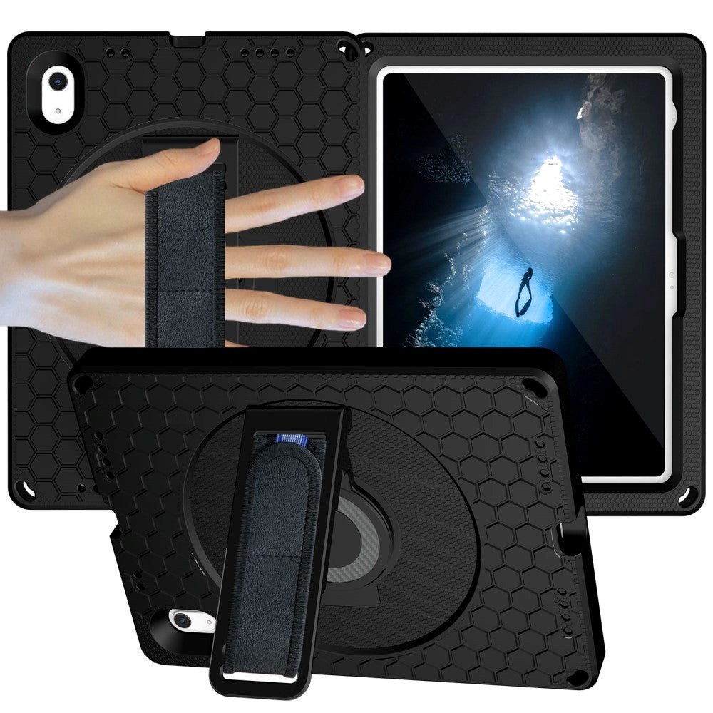 iPad 11" (2025) / iPad 10.9" (2024/2022) EVA Skum Bagside Cover m. Kickstand & Håndholder - Sort