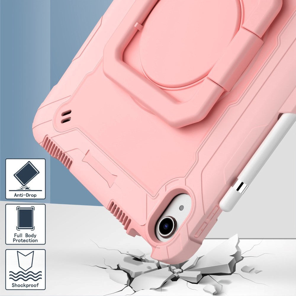 iPad 11" (2025) / iPad 10.9" (2024/2022) Tough Silikone Cover m. 360 Graders Fod & Bærestrop - Rose Gold