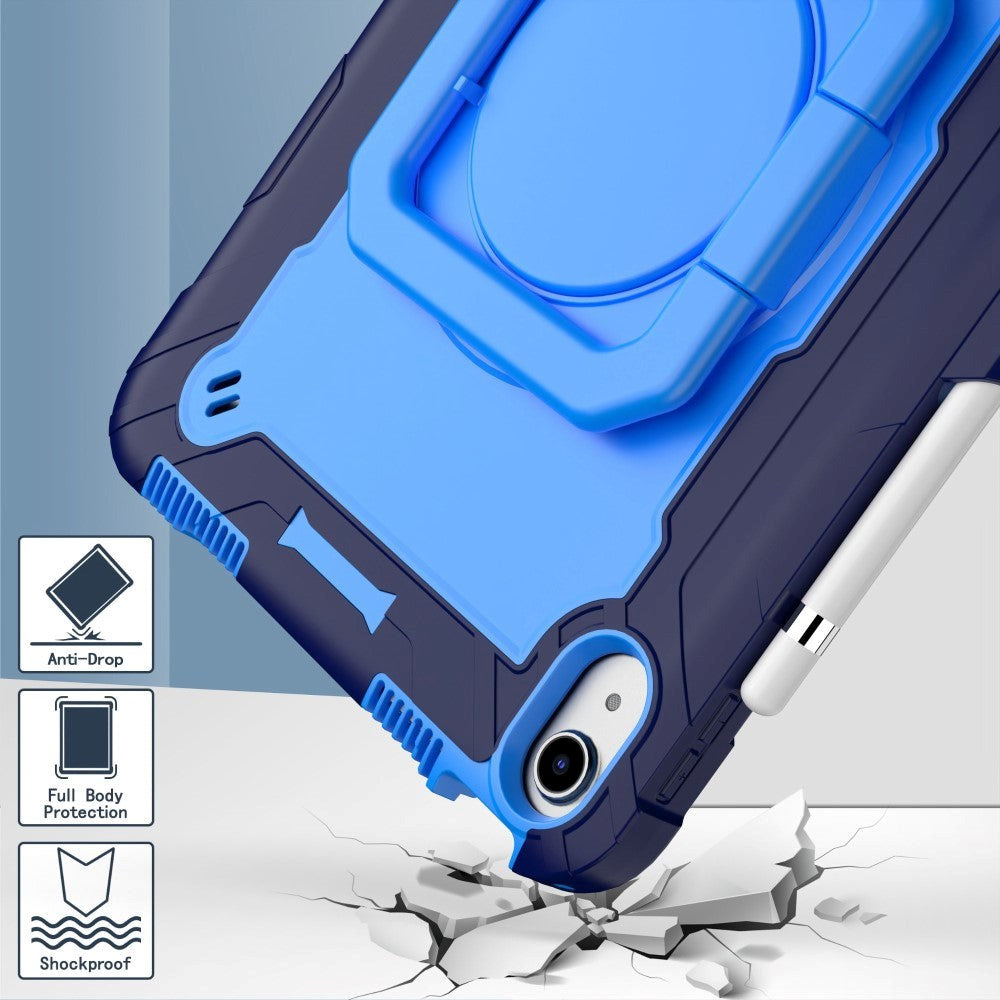 iPad 11" (2025) / iPad 10.9" (2024/2022) Tough Silikone Cover m. 360 Graders Fod & Bærestrop - Blå