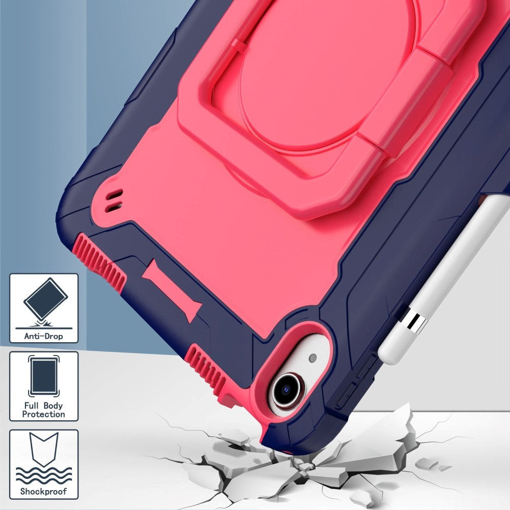 iPad 11" (2025) / iPad 10.9" (2024/2022) Tough Silikone Cover m. 360 Graders Fod & Bærestrop - Pink / Blå